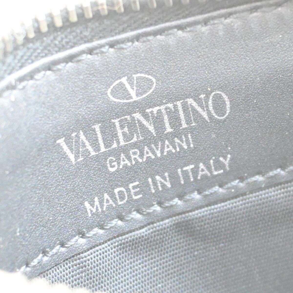 VALENTINO GARAVANI VLTN Logo Coin Wallet Card Holder Studs Leather Black 67YG964