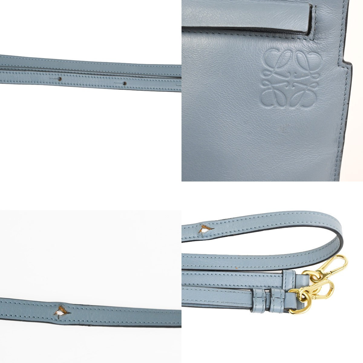 LOEWE Logo T Pouch Anagram Crossbody Shoulder Bag Leather Blue Spain GHW 35TA620