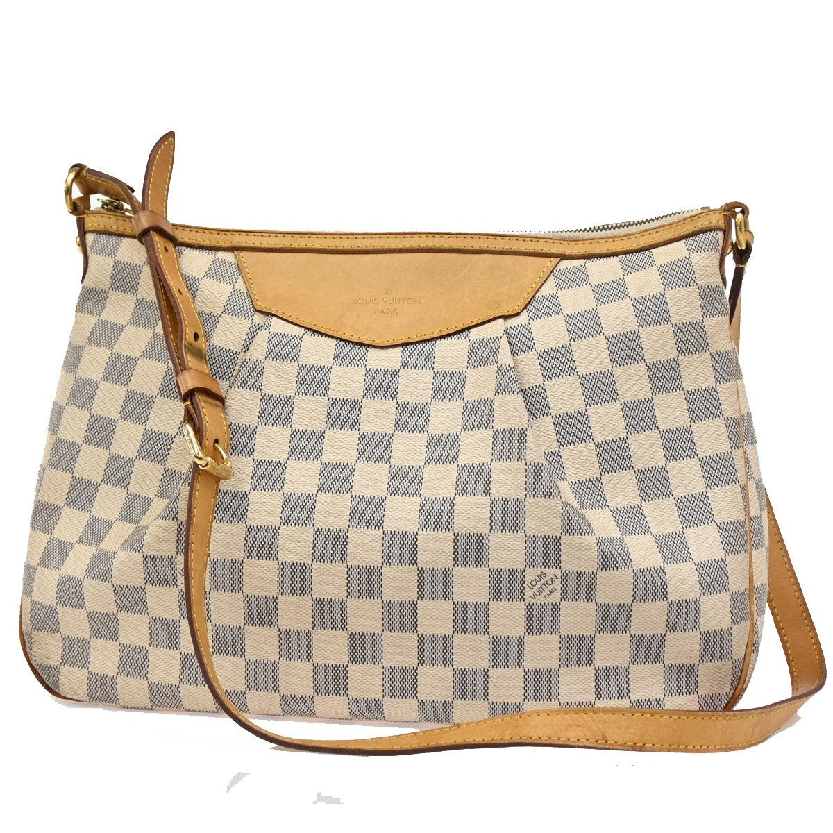 LOUIS VUITTON Siracusa MM Shoulder Bag Damier Azur Leather White N41112 77DA086