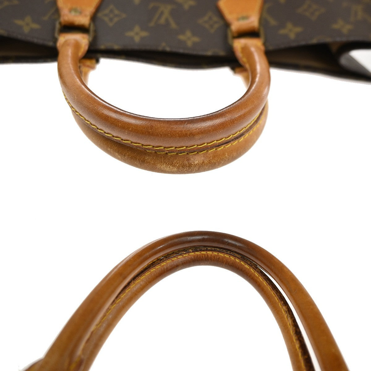 LOUIS VUITTON Logo Sac Plat Hand Tote Bag Monogram Leather Brown M51140 67MA451