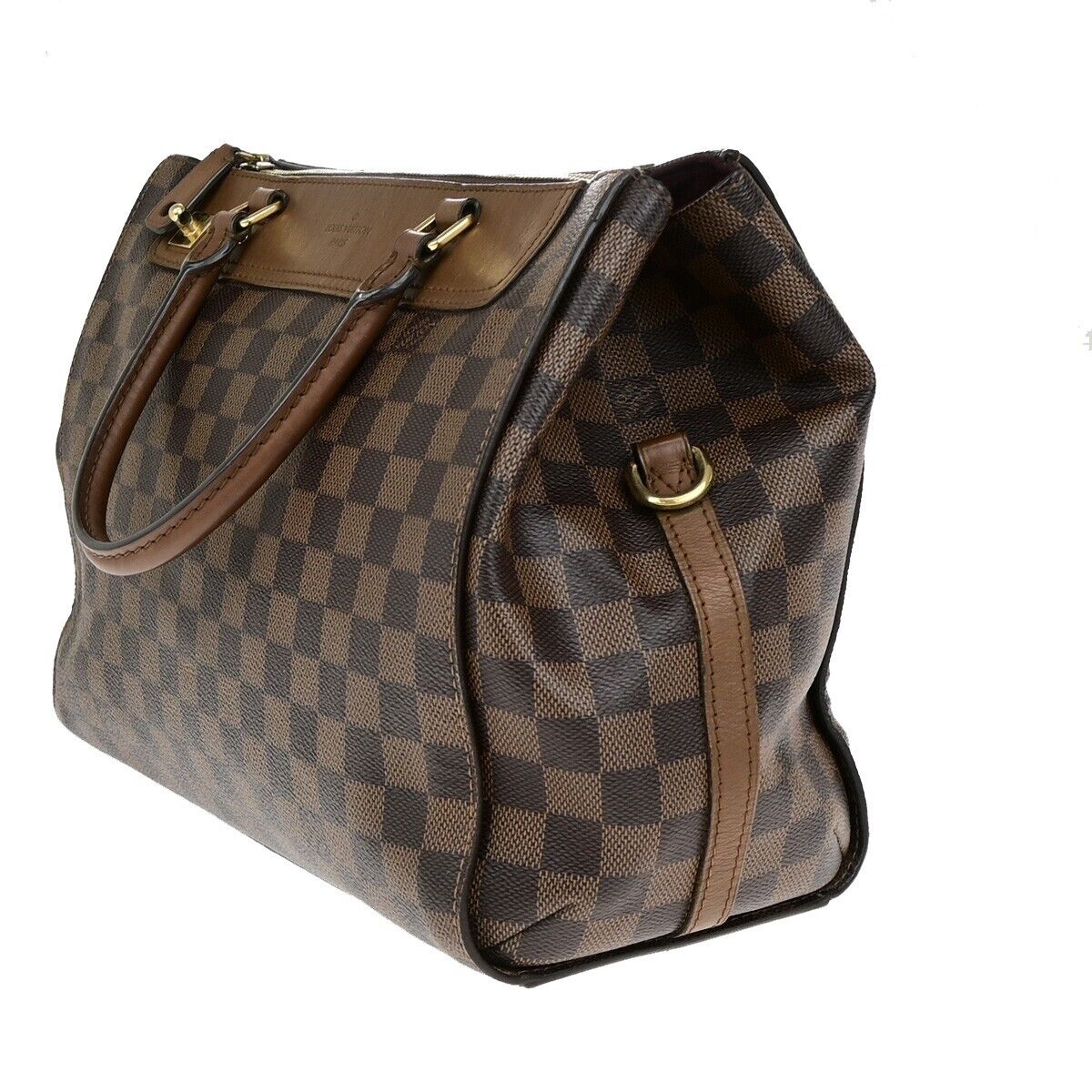 LOUIS VUITLOUIS LV Logo Greenwich Hand Bag Damier Leather Brown N41337 79ED031