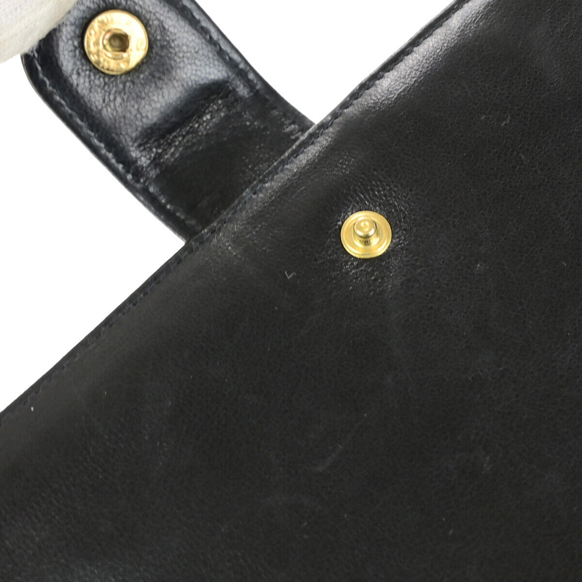 CHANEL CC Logo Long Bifold Wallet Purse Leather Black GHW Vintage 33RK743