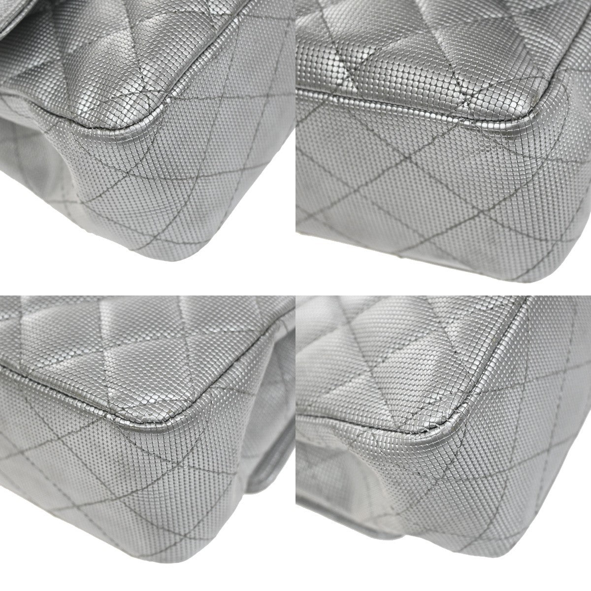 CHANEL CC Matelasse 25 Double Flap Chain Shoulder Bag Pixel Leather SR 125RQ055