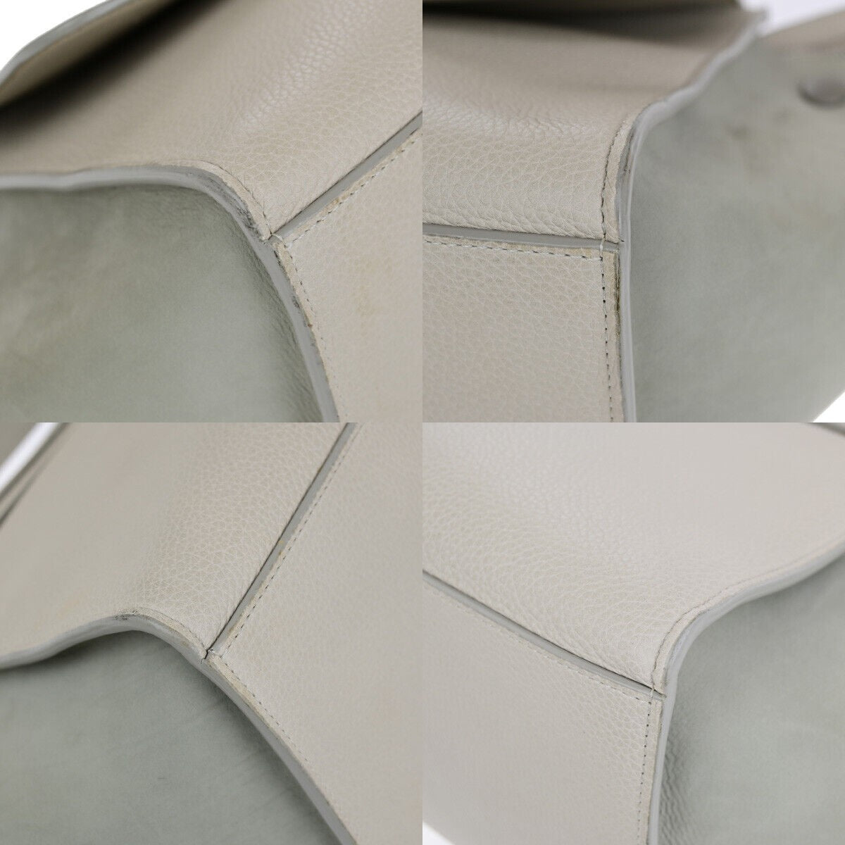 CELINE Logo Trapeze 2Way Shoulder Hand Bag Suede Patent Leather Beige 83YF548
