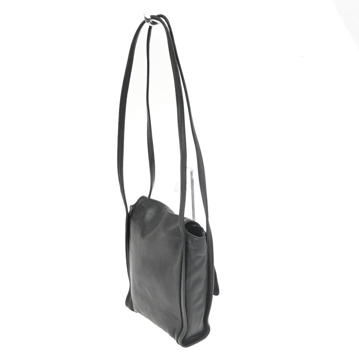 LOEWE Logo Anagram Flap Shoulder Shoulder Bag Leather Black Spain 68MA135