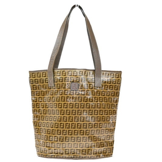 25.Live FENDI Zucchino Shoulder Tote Bag Coating Canvas Leather Brown 66KB488