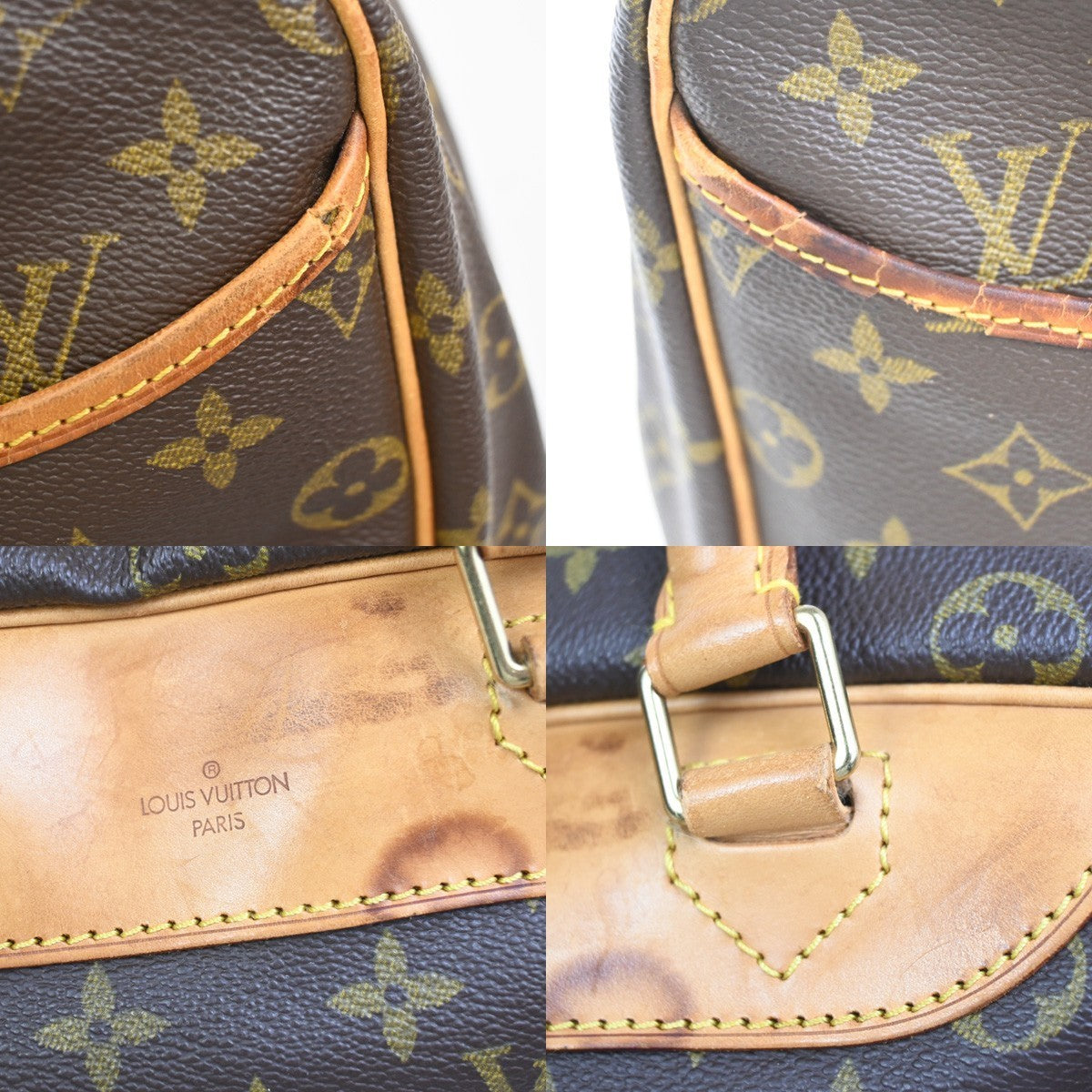 LOUIS VUITTON LV Logo Deauville Hand Bag Monogram Leather Brown M47270 35YJ033