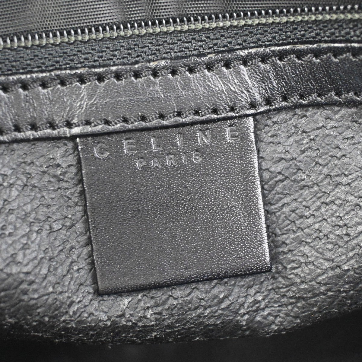 CELINE Logo Macadam Hand Bag PVC Leather Black  Brown GHW Italy 67KD092