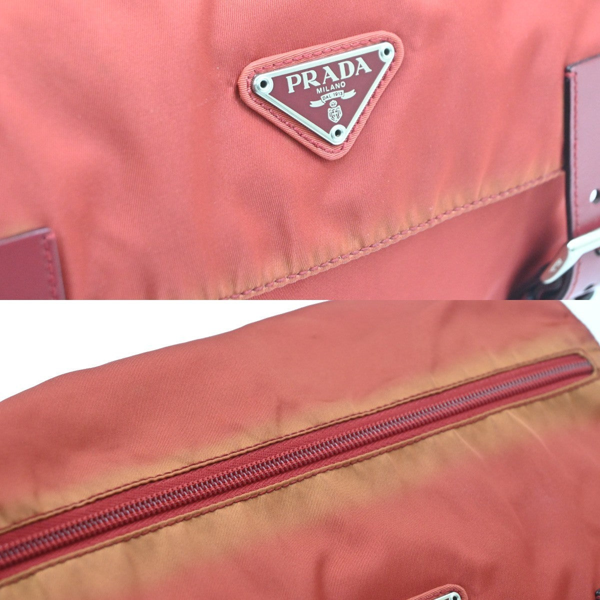 PRADA Logo Tessuto Messenger Shoulder Bag Nylon Leather Red SHW Italy 30KD109