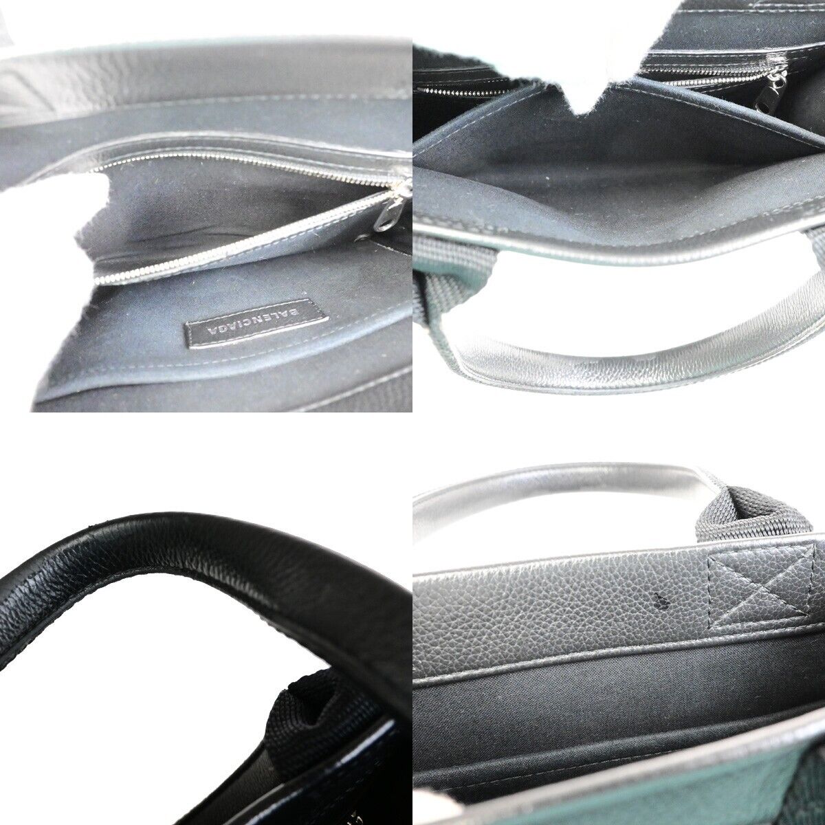 BALENCIAGA Logo Hardware Small Tote Bag Hand Bag Leather Black Italy 18EE102