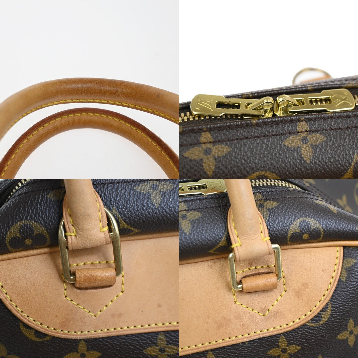 LOUIS VUITTON LV Logo Deauville Hand Bag Monogram Leather Brown M47270 97ZA035