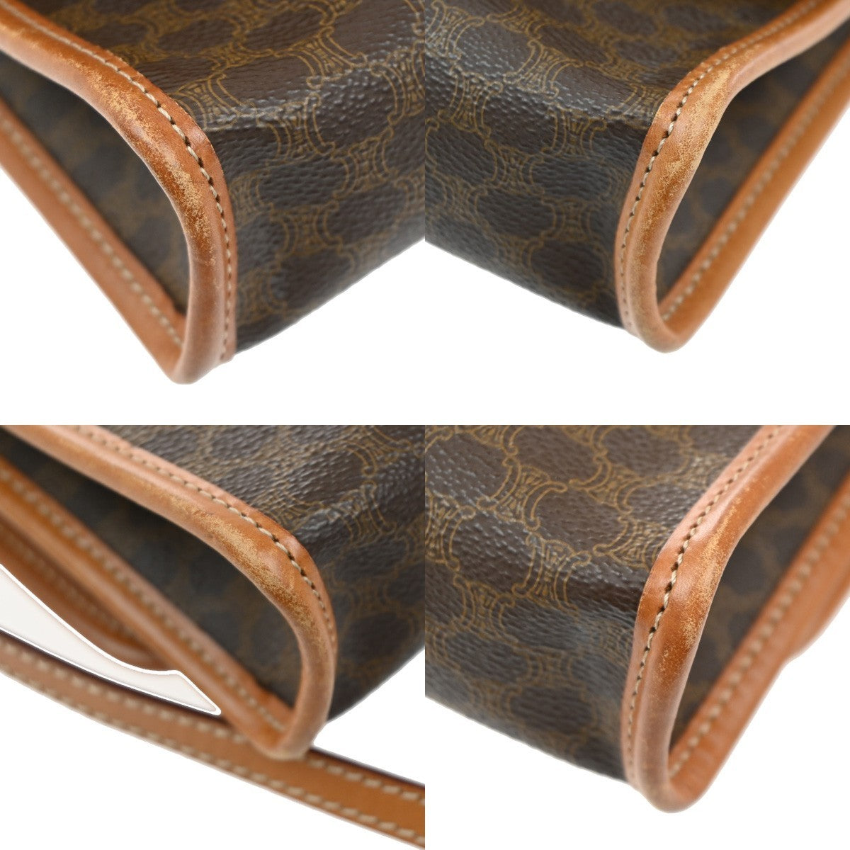 CELINE Logo Macadam Pattern 2Way Shoulder Clutch PVC Leather Brown Italy 30CA499
