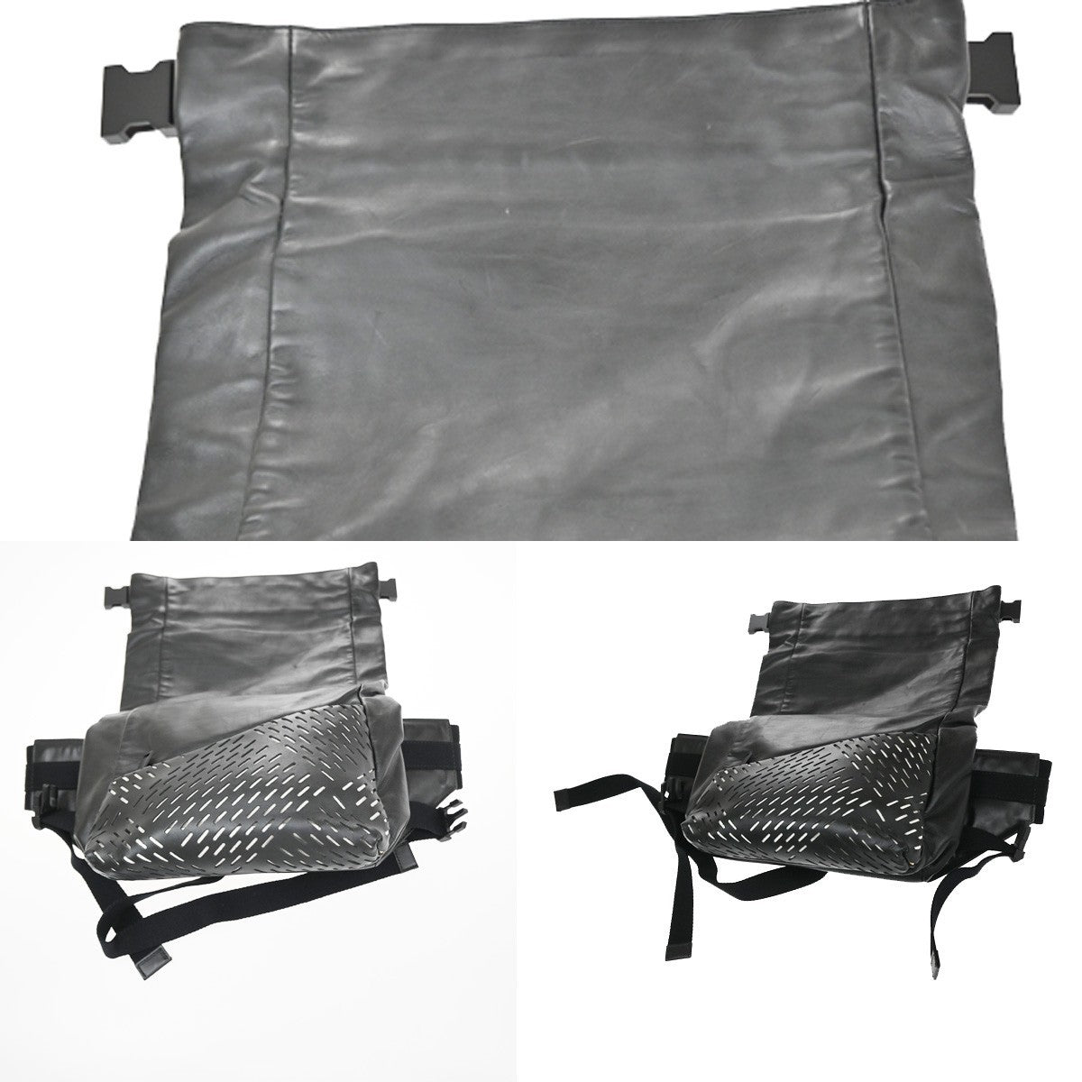 BOTTEGA VENETA Logo Perforated Body Bum Waist Bag Leather Black Italy 12YJ130