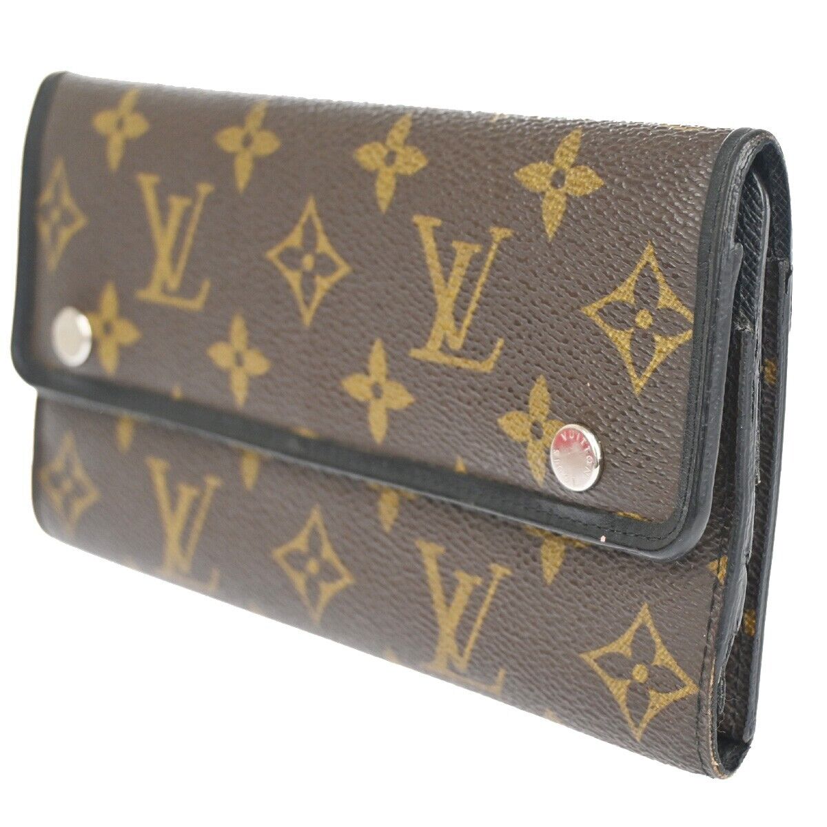 LOUIS VUITTON Long Trifold Wallet Purse Monogram Macassar Brown M60168 64GA626