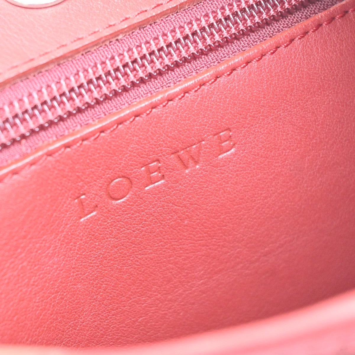 LOEWE Logo Anagram Crossbody Shoulder Bag Suede Leather Red SHW Spain 34KD045