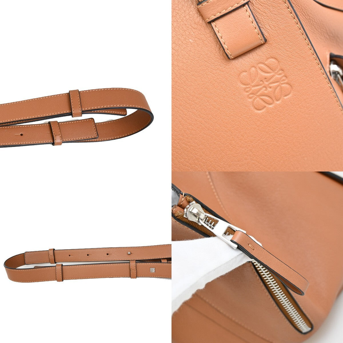 LOEWE Logo Hammock Small 2Way Shoulder Hand Bag Leather Brown GHW Spain 683RF278