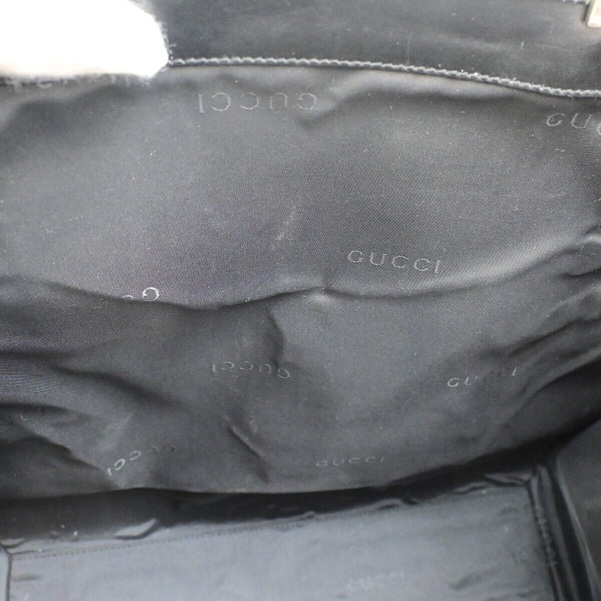 GUCCI Logo Jackie GG Pattern Shoulder Hand Bag Canvas Leather Black SHW 62EC878