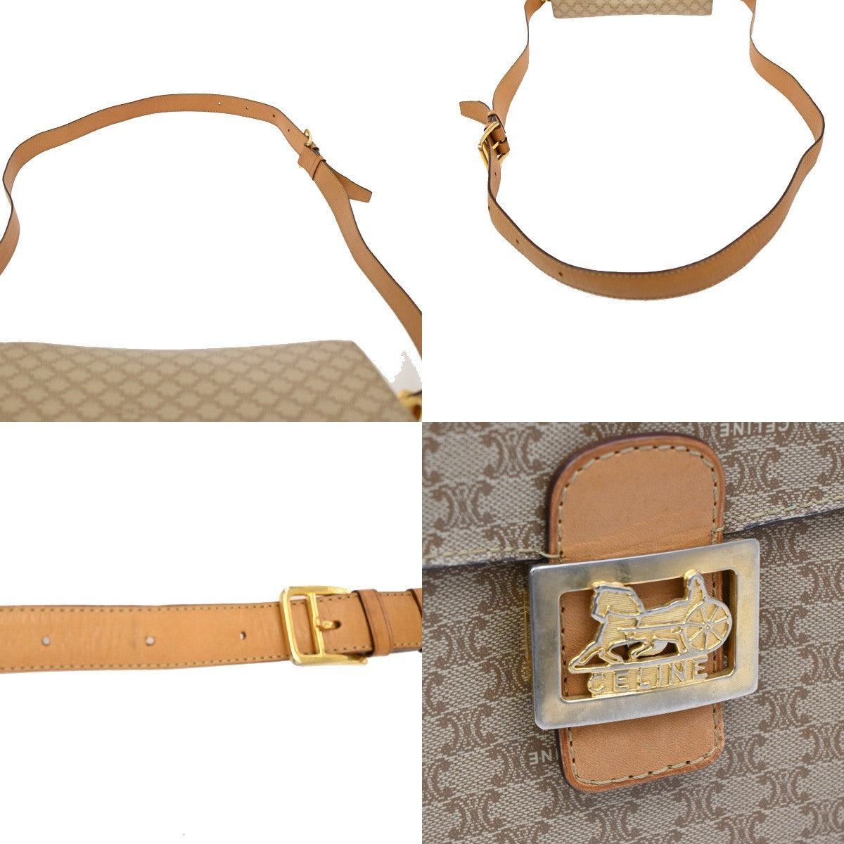 CELINE Macadam Horse carriage Shoulder Crossbody Bag PVC Leather BN GHW 30TA100