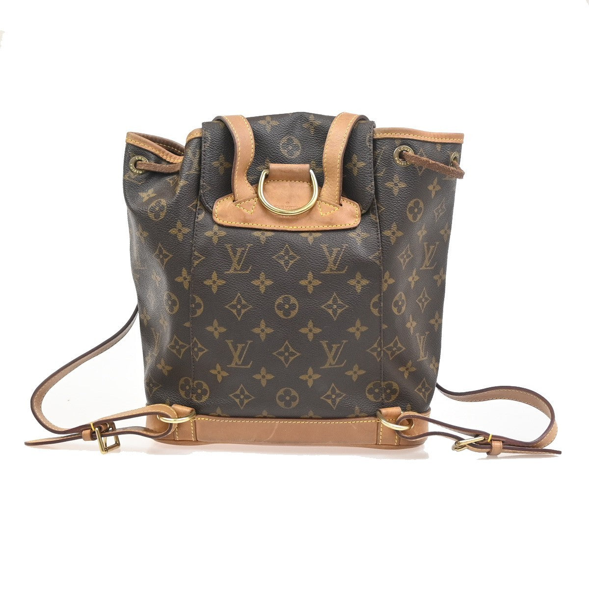 LOUIS VUITTON Montsouris MM Backpack Bag Monogram Leather Brown M51136 15ZA330