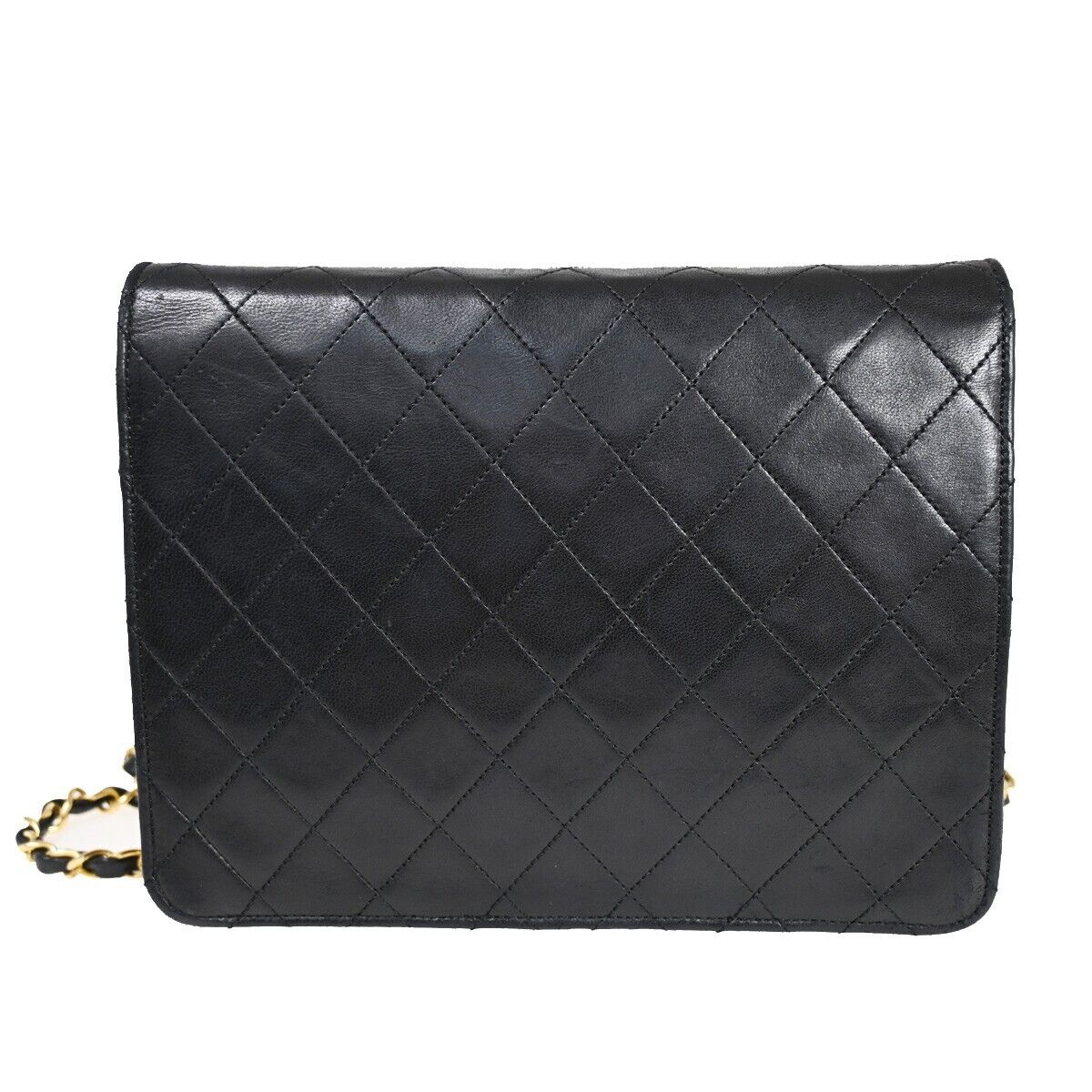 CHANEL CC Logo Matelasse Chain Shoulder Bag Leather Black GHW 653RH787