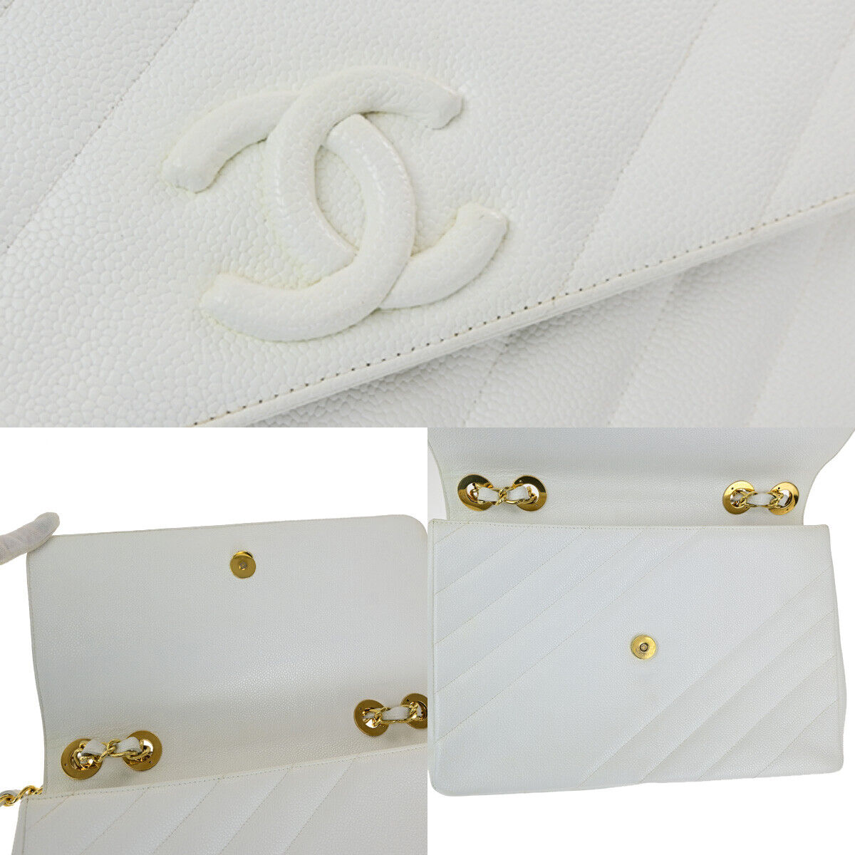 CHANEL CC Bias Stitch 30 Chain Shoulder Bag Grained Calfskin Leather WE 805RK698