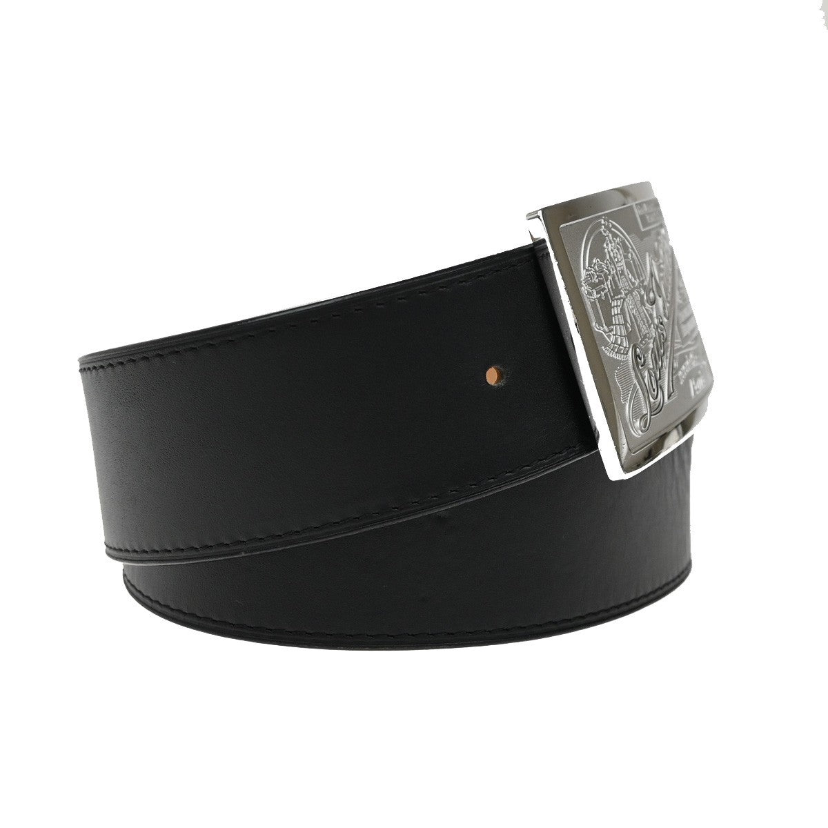 LOUIS VUITTON Logo Ceinture Jeans Belt Leather Black Silver Spain M6812 36KB399