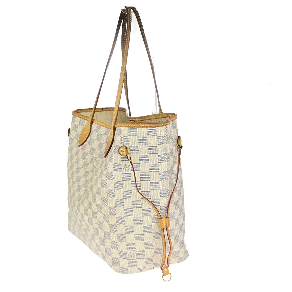 LOUIS VUITTON Neverfull MM Shoulder Tote Bag Damier Azur Leather N51107 16YG614