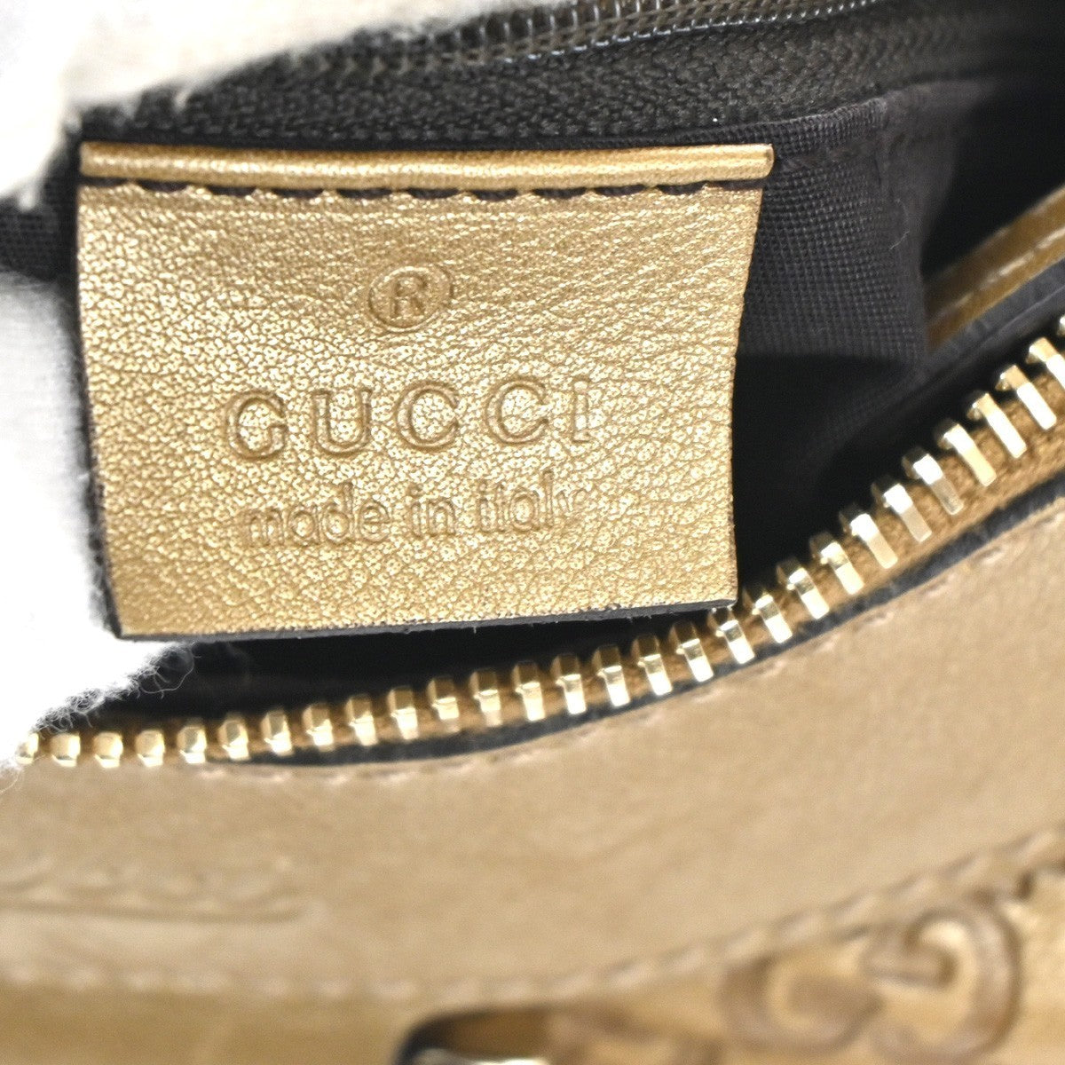 GUCCI Guccissima Abbey One Shoulder Hand Bag Embossing Leather Gold GHW  84TA490