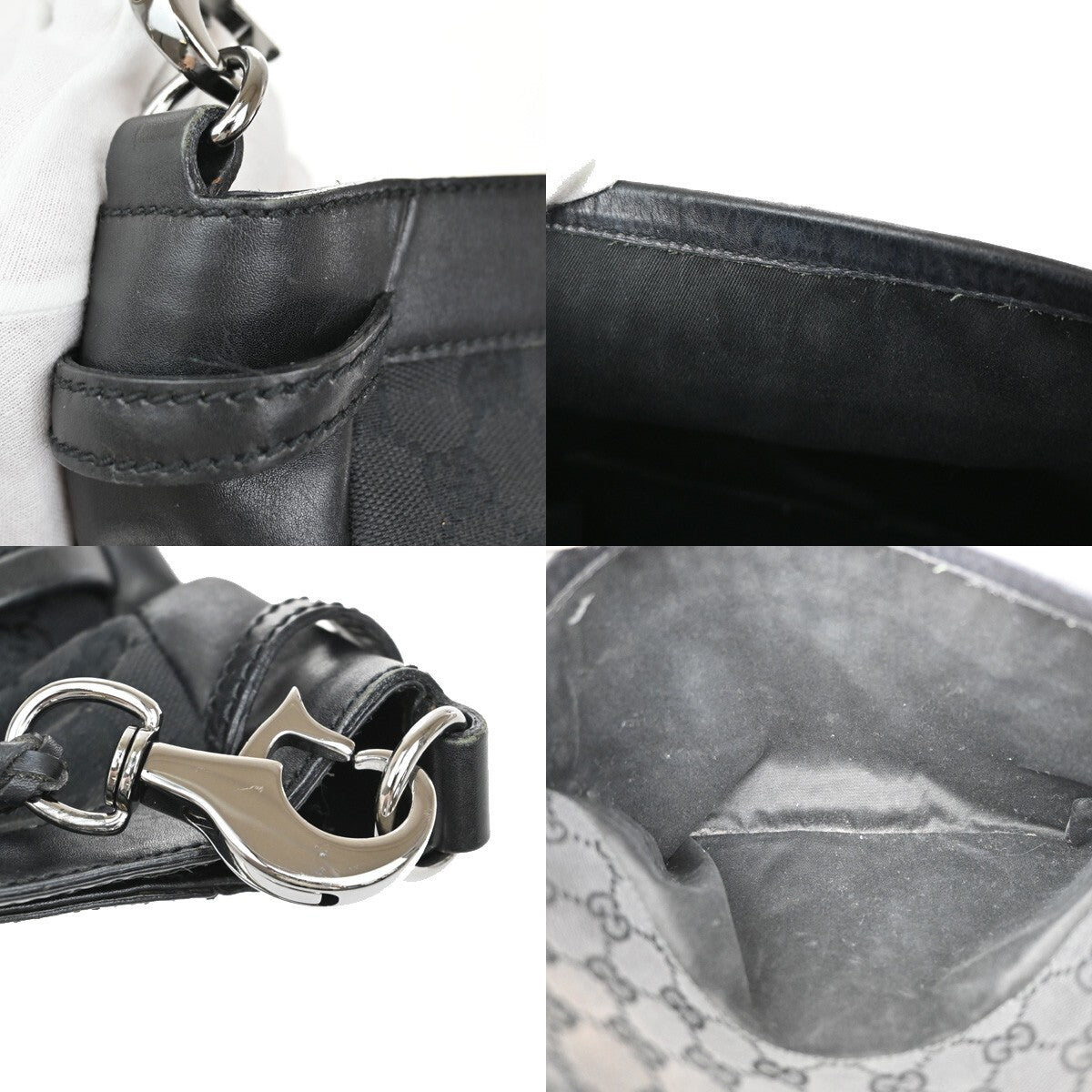 GUCCI Logo GG Pattern Cross Body Shoulder Bag Canvas Leather Black Italy 80EE311