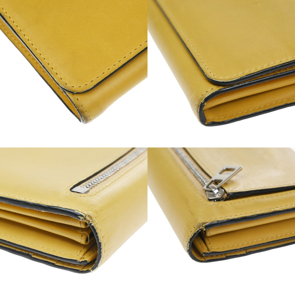 LOEWE Anagram LOGO Bifold Long Wallet Leather Yellow SHW Spain 01KD056