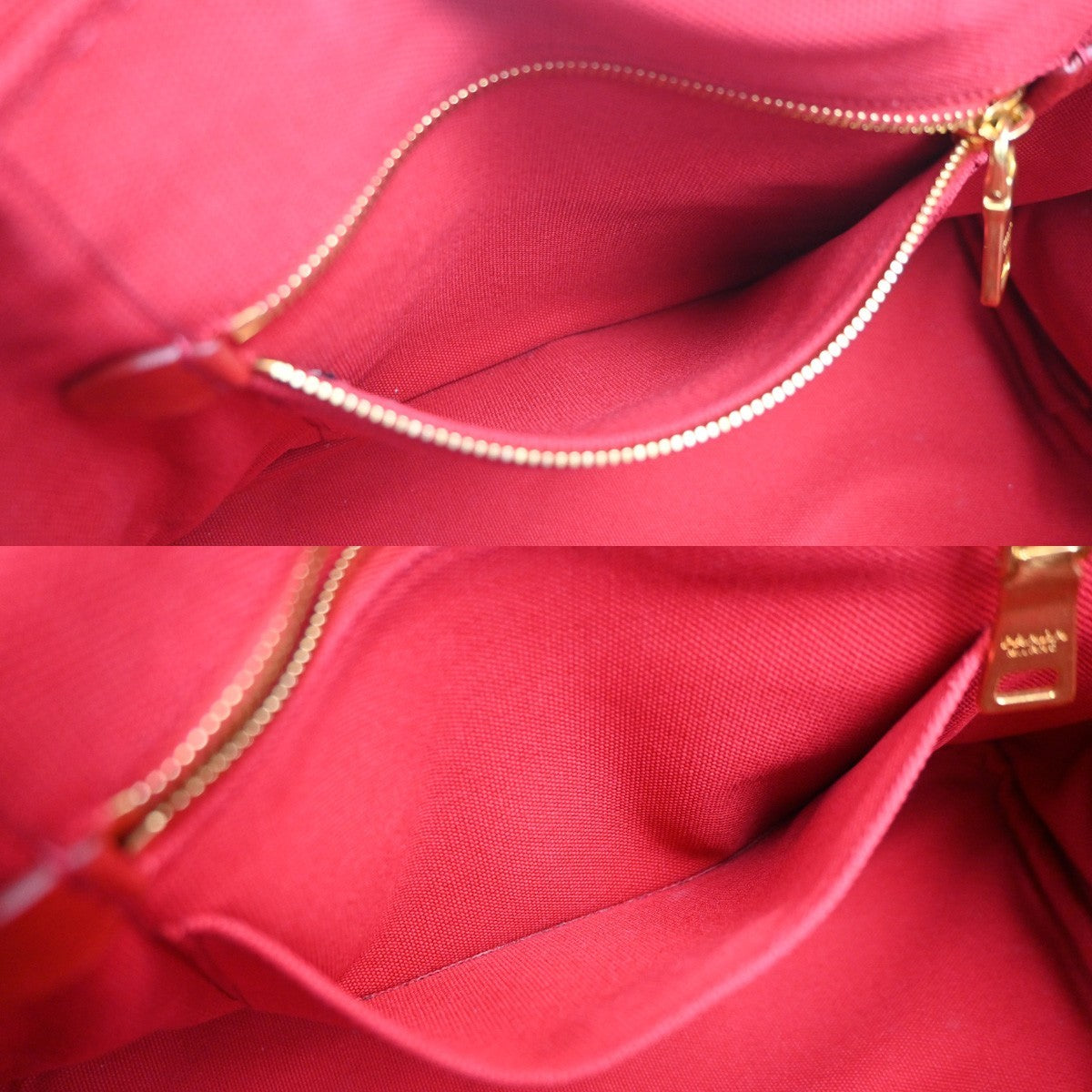 PRADA Logo Canapa 2Way Shoulder Hand Bag Canvas Leather Red GHW 79YH925
