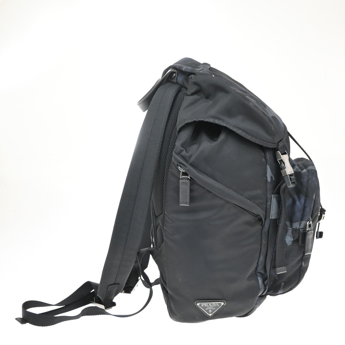 PRADA Logo Tessuto Camouflage Backpack Bag Nylon Leather Black SHW Italy 88KB710
