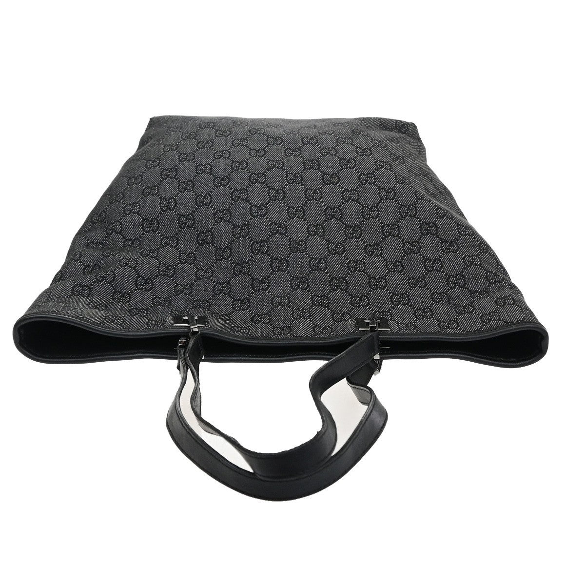 GUCCI Logo GG Pattern Shoulder Tote Bag Canvas Leather Black SHW Italy 62MA722