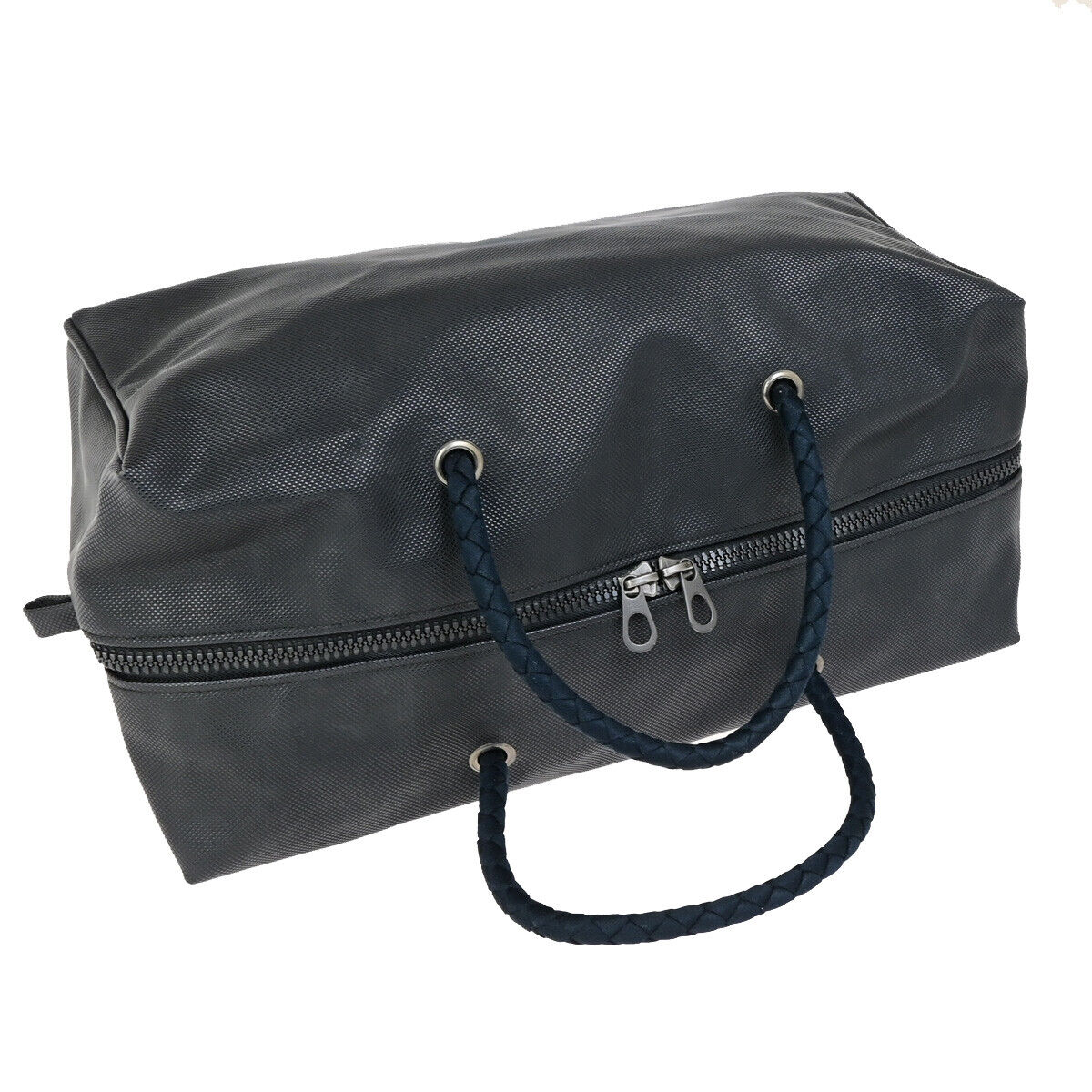 BOTTEGA VENETA Logo Intrecciato Travel Hand Bag PVC Canvas Leather Black 67YG558