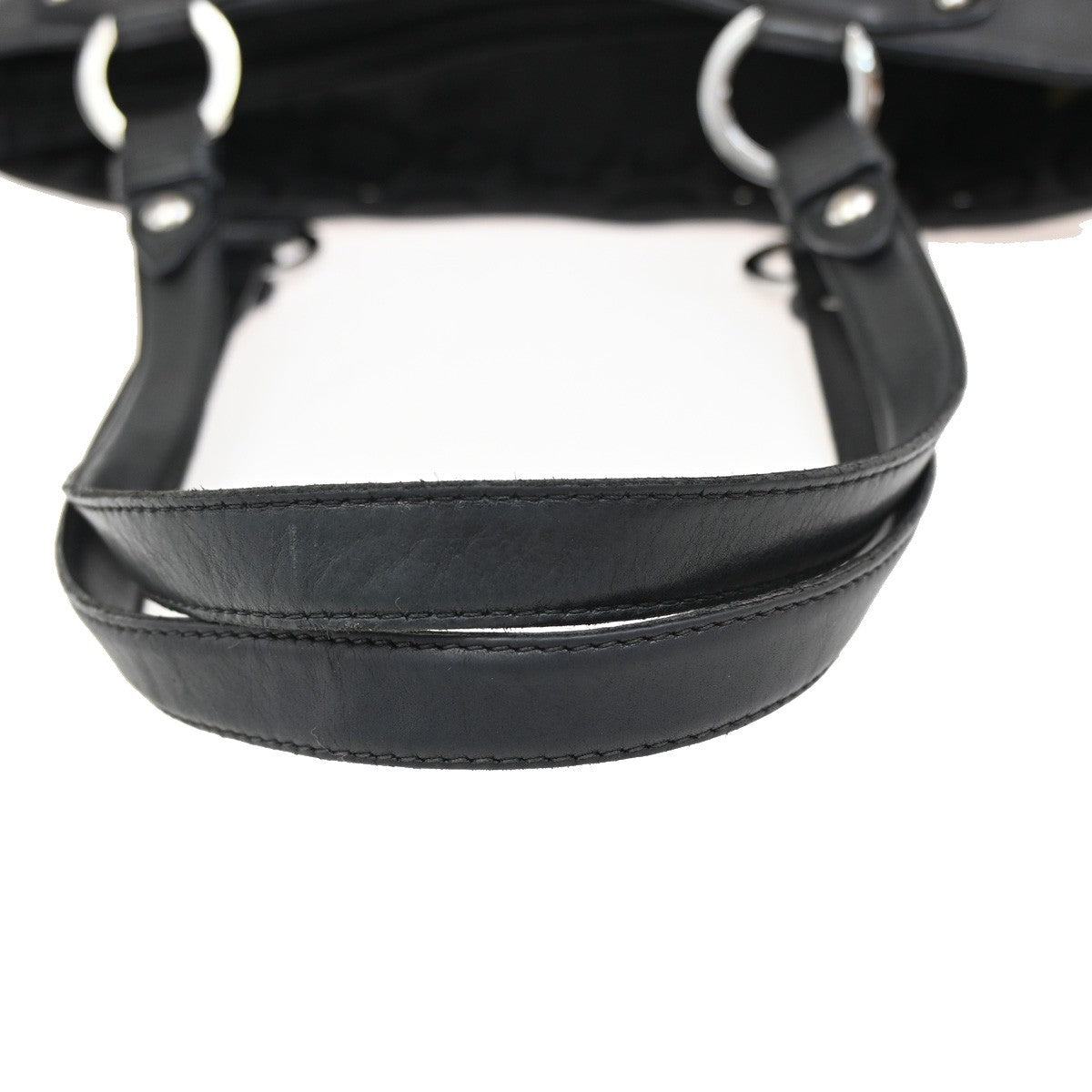 SALVATORE FERRAGAMO Gancini Tote Shoulder Bag Canavs Leather Black SHW 09KB197