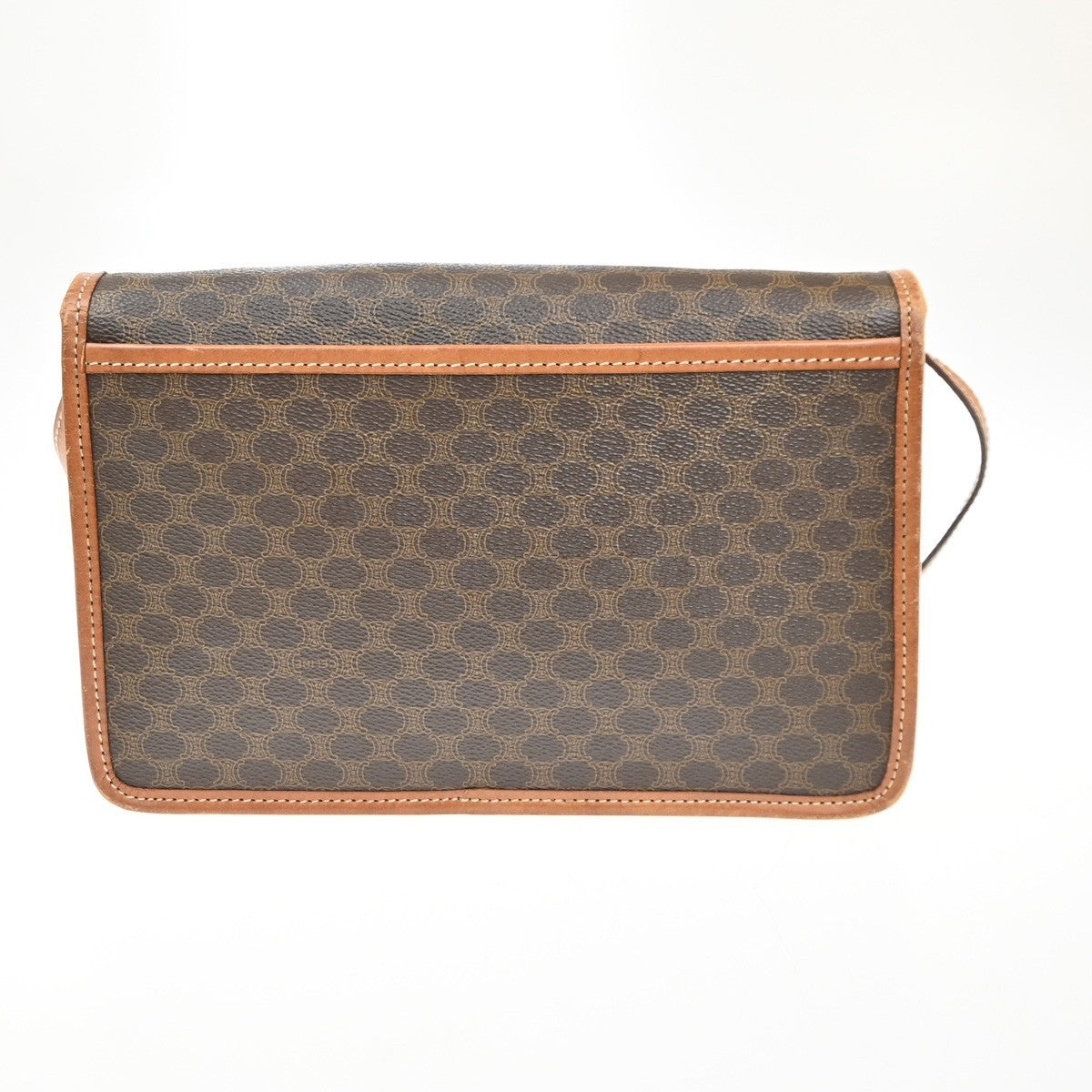 CELINE Logo Macadam Pattern Shoulder Bag PVC Leather Brown GHW Italy 31MA650