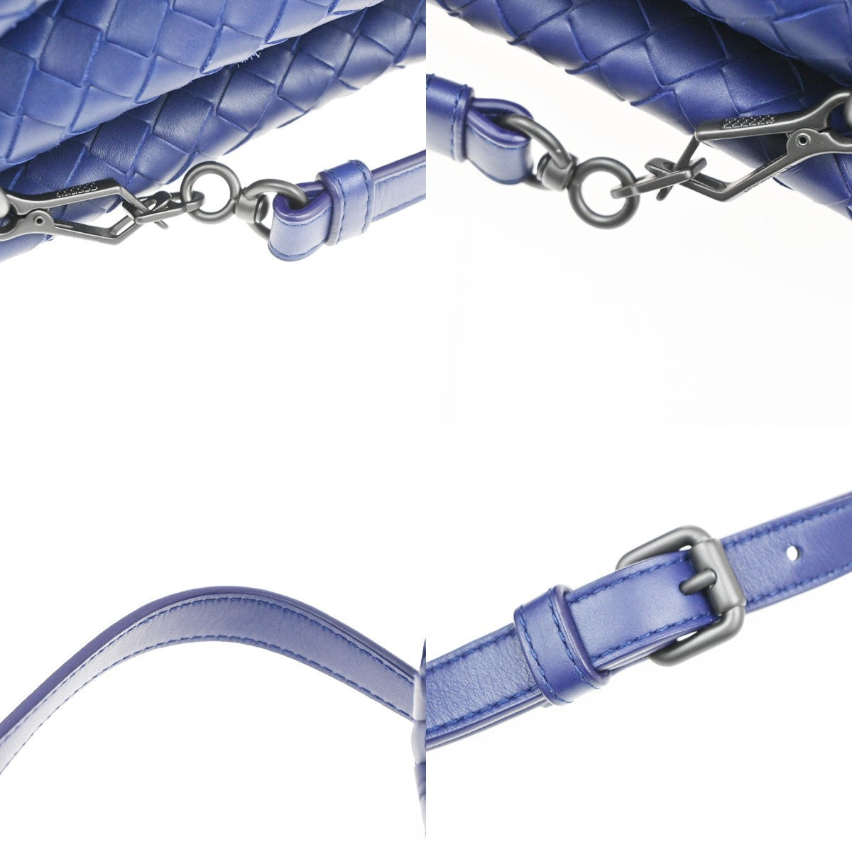 BOTTEGA VENETA Intrecciato Logo 2Way Shoulder Hand Bag Leather Blue 607RL768