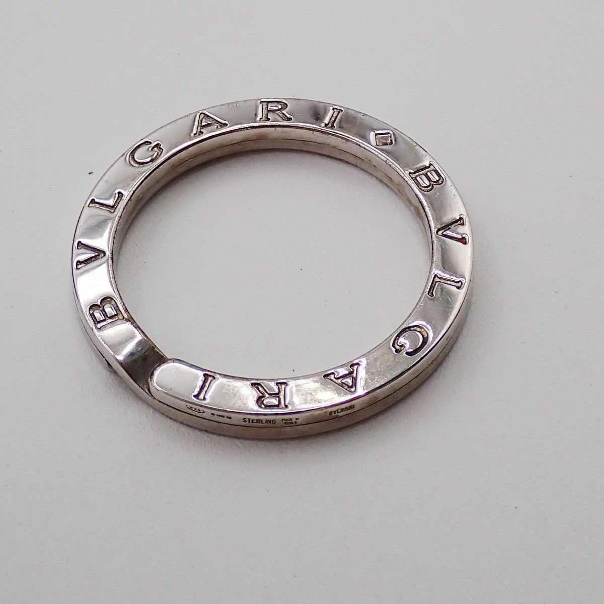 BVLGARI Logo Key Ring Silver Ag 925 Accessory Italy 02EG277
