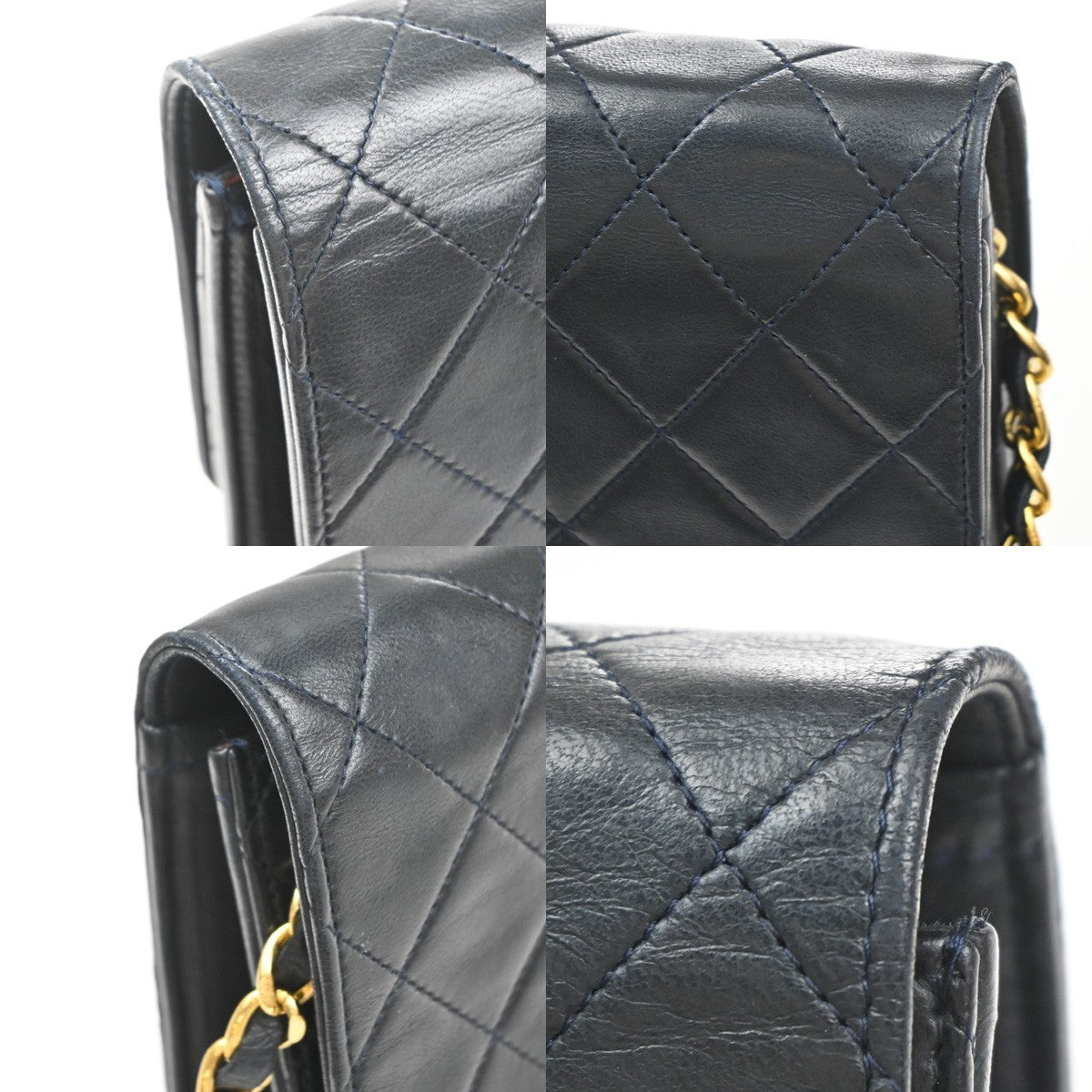CHANEL CC Matelasse 25 Single Flap Chain Shoulder Bag Leather Blue GHW 42RQ035