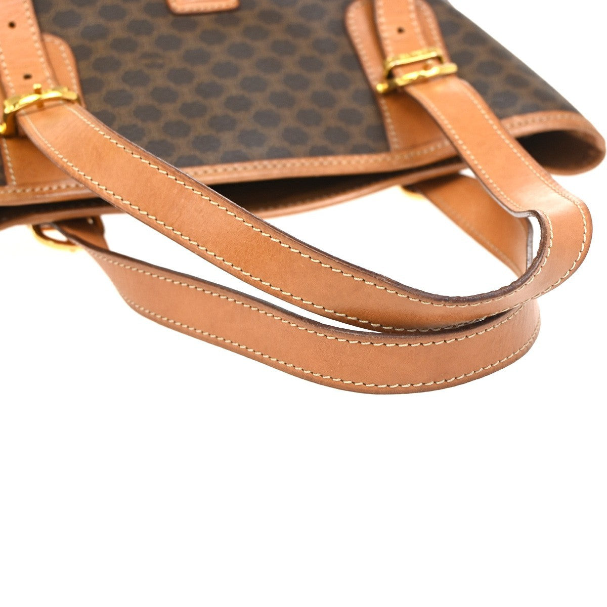 CELINE Logo Macadam Pattern Shoulder Bag PVC Leather Brown GHW Italy 35ZA281