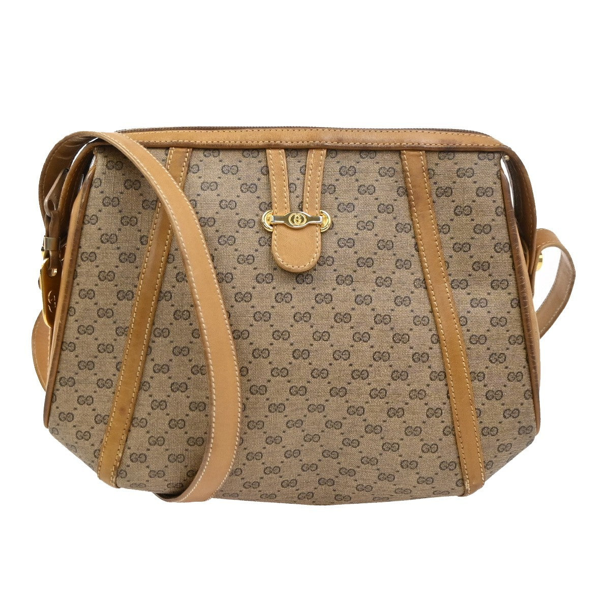 GUCCI Micro GG Pattern Shoulder Bag PVC Leather Brown Italy GHW 30KC928