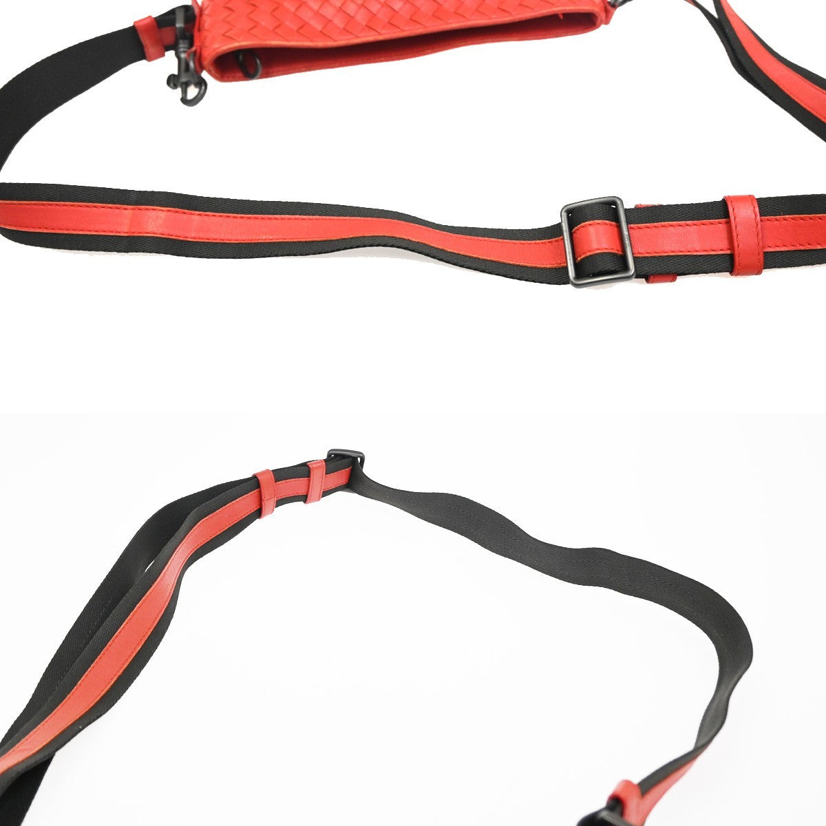 BOTTEGA VENETA Intrecciato Logo Messenger Crossbody Bag Leather Red 79ZA123