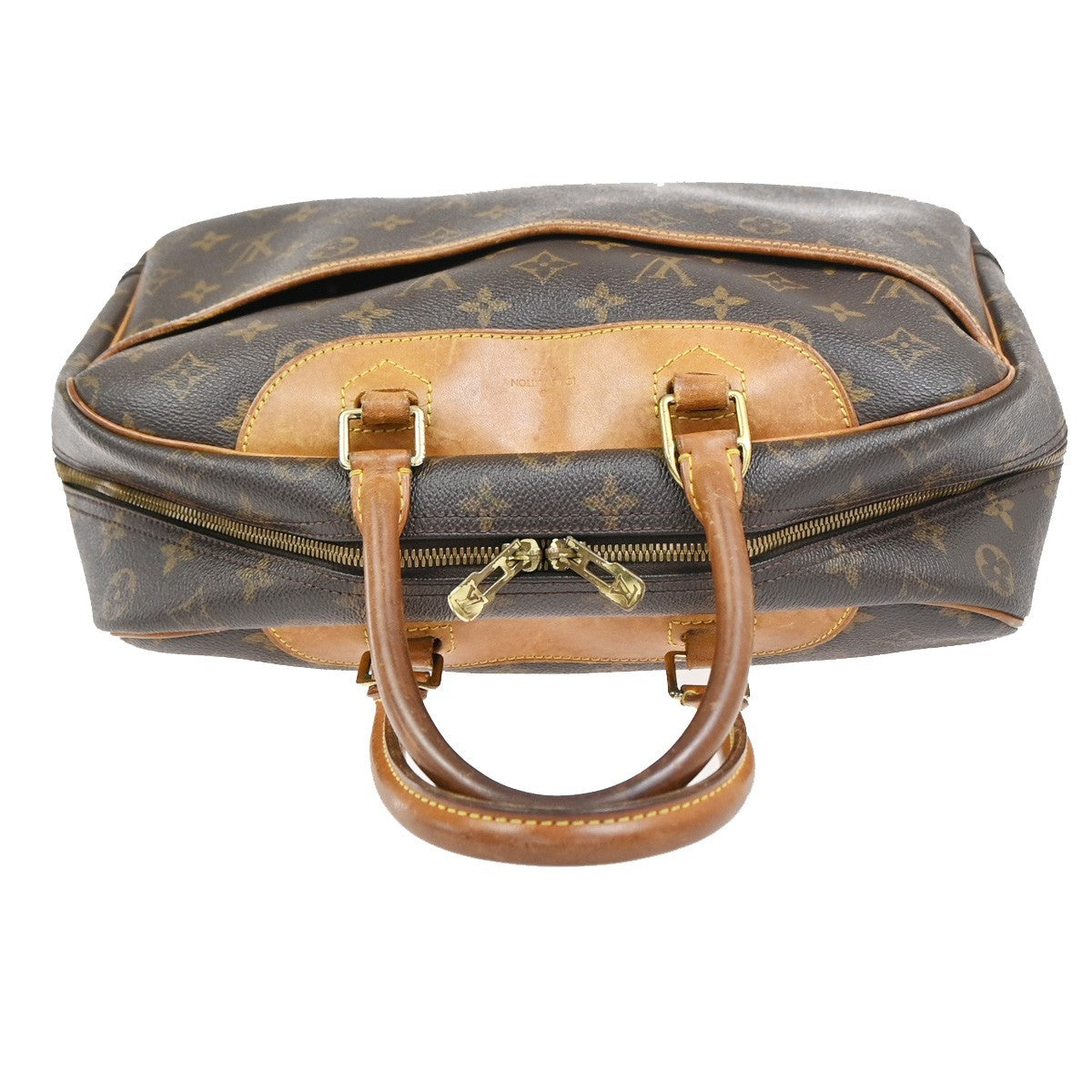 LOUIS VUITTON LV Logo Deauville Hand Bag Monogram Leather Brown M47270 31YH872