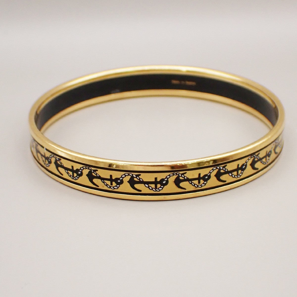 HERMES Email PM Bangle Bracelet  Enamel GHW Gold Made in Austria 30RL379