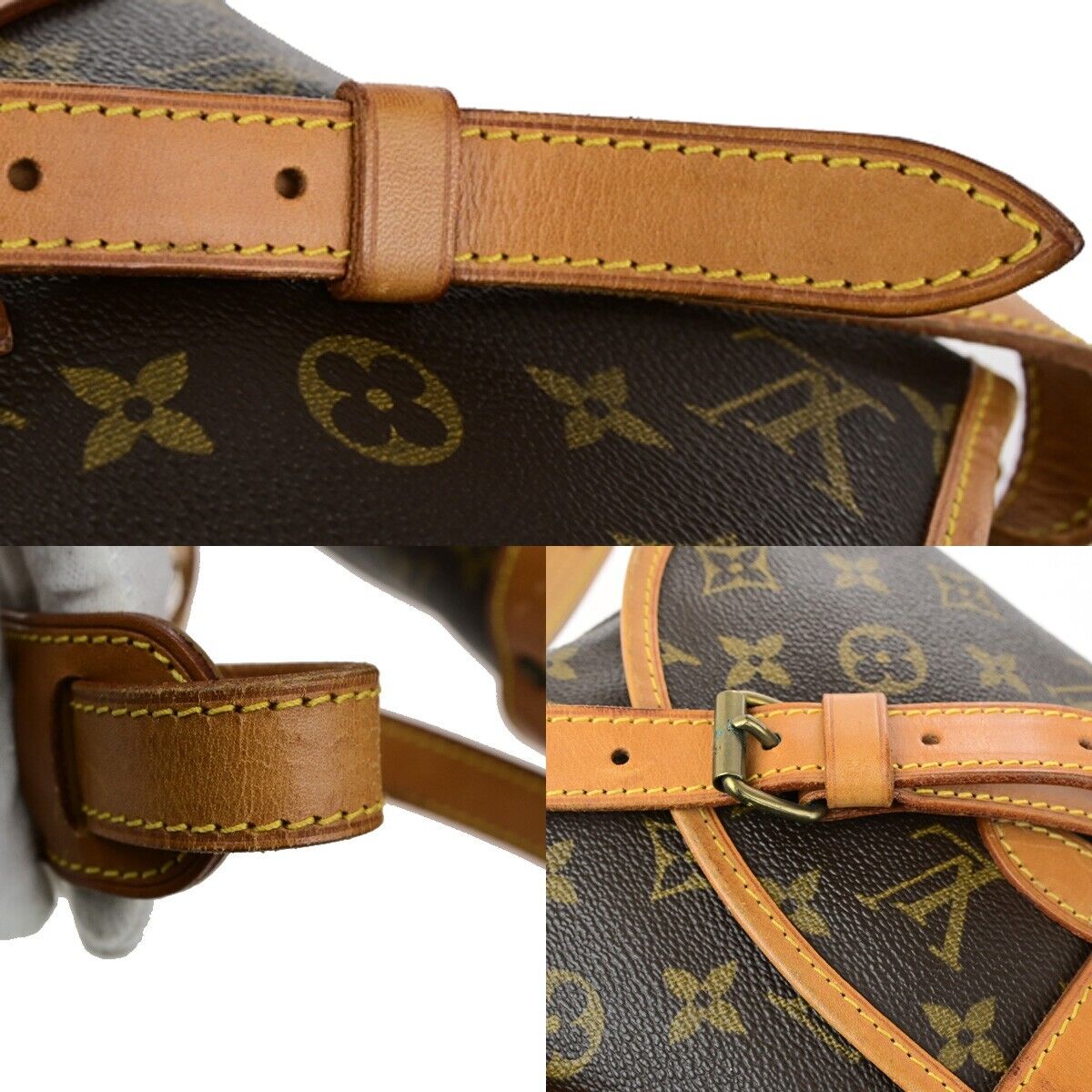 LOUIS VUITTON Logo Saumur 30 Shoulder Bag Monogram Leather Brown M42256 16ED410
