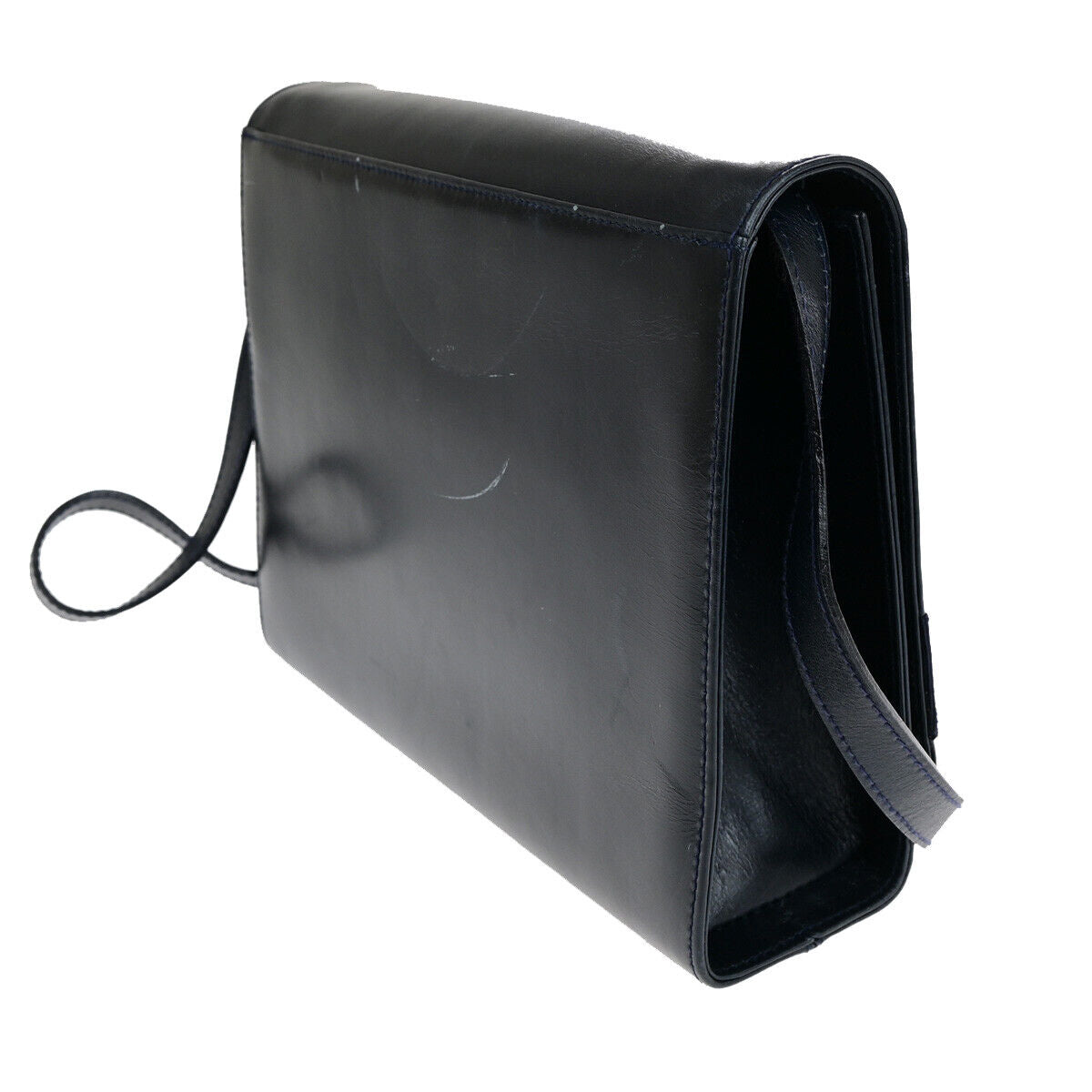 SALVATORE FERRAGAMO Logo Vara Shoulder Bag Leather Navy Blue GHW Italy 68YG010