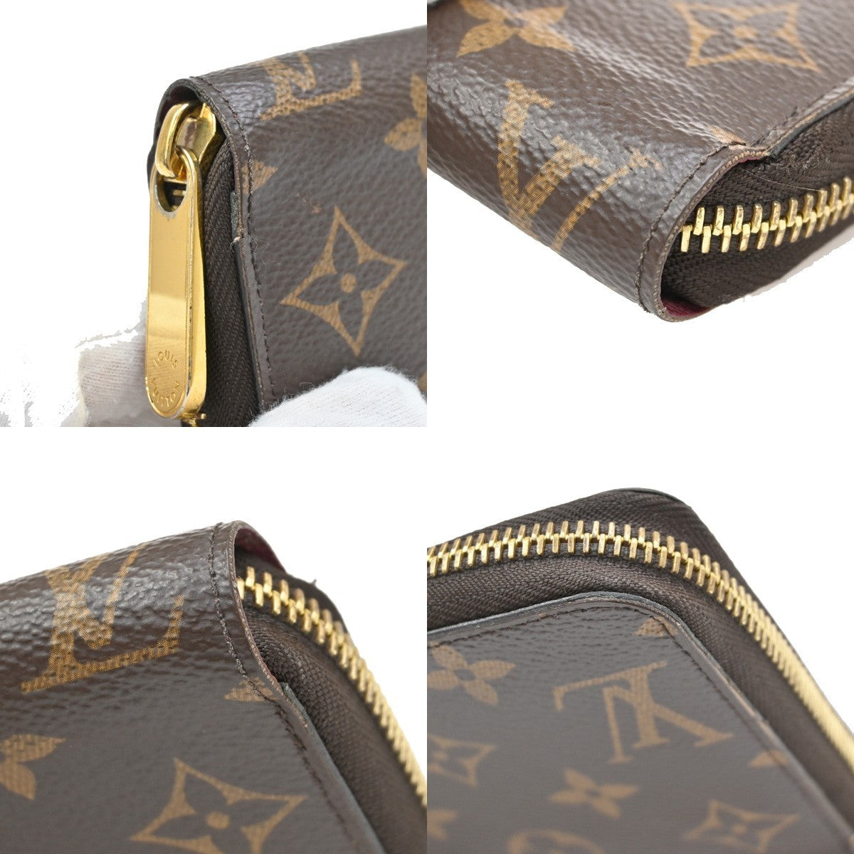 LOUIS VUITTON Zippy Long Wallet Monogram Leather Brown Fuchsia M41895 84KB294