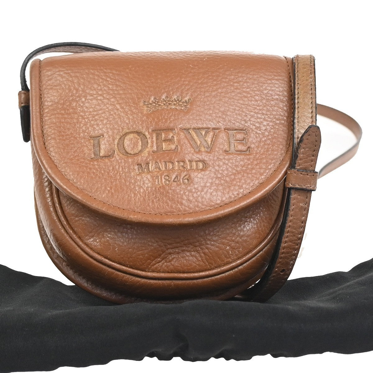 LOEWE Heritage 1846 Mini Crossbody Bag Adjustable Strap Leather Brown 38ZA362