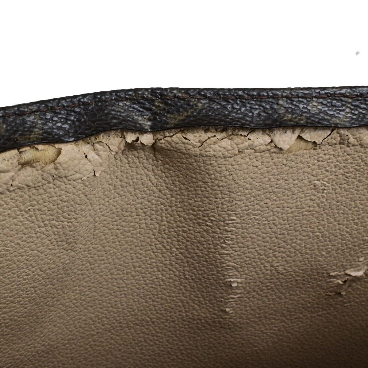 LOUIS VUITTON Logo Sac Plat Hand Tote Bag Monogram Leather Brown M51140 65ED899