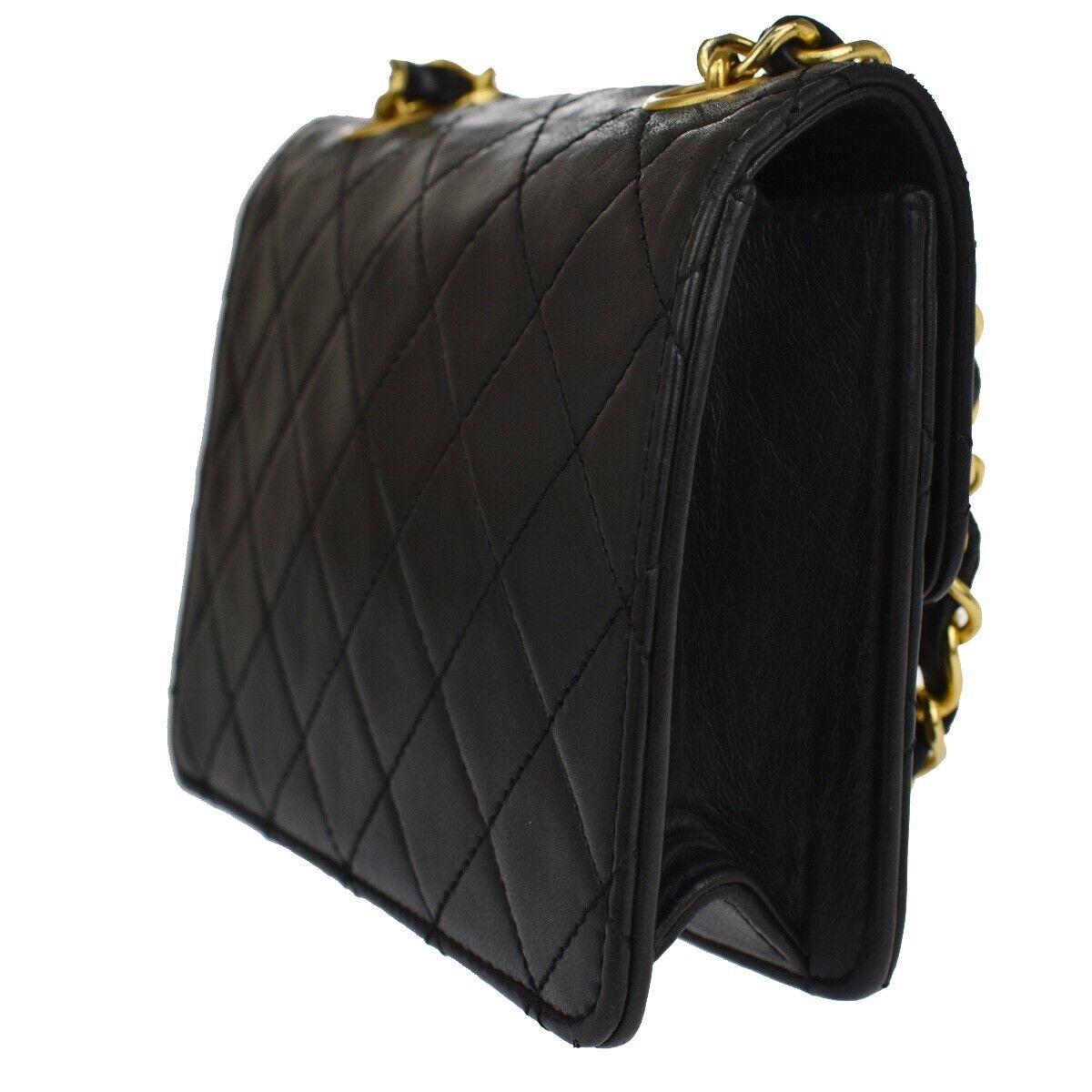 CHANEL CC Mini Matelasse Chain Shoulder Bag Leather Black GHW Vintage 386RC974
